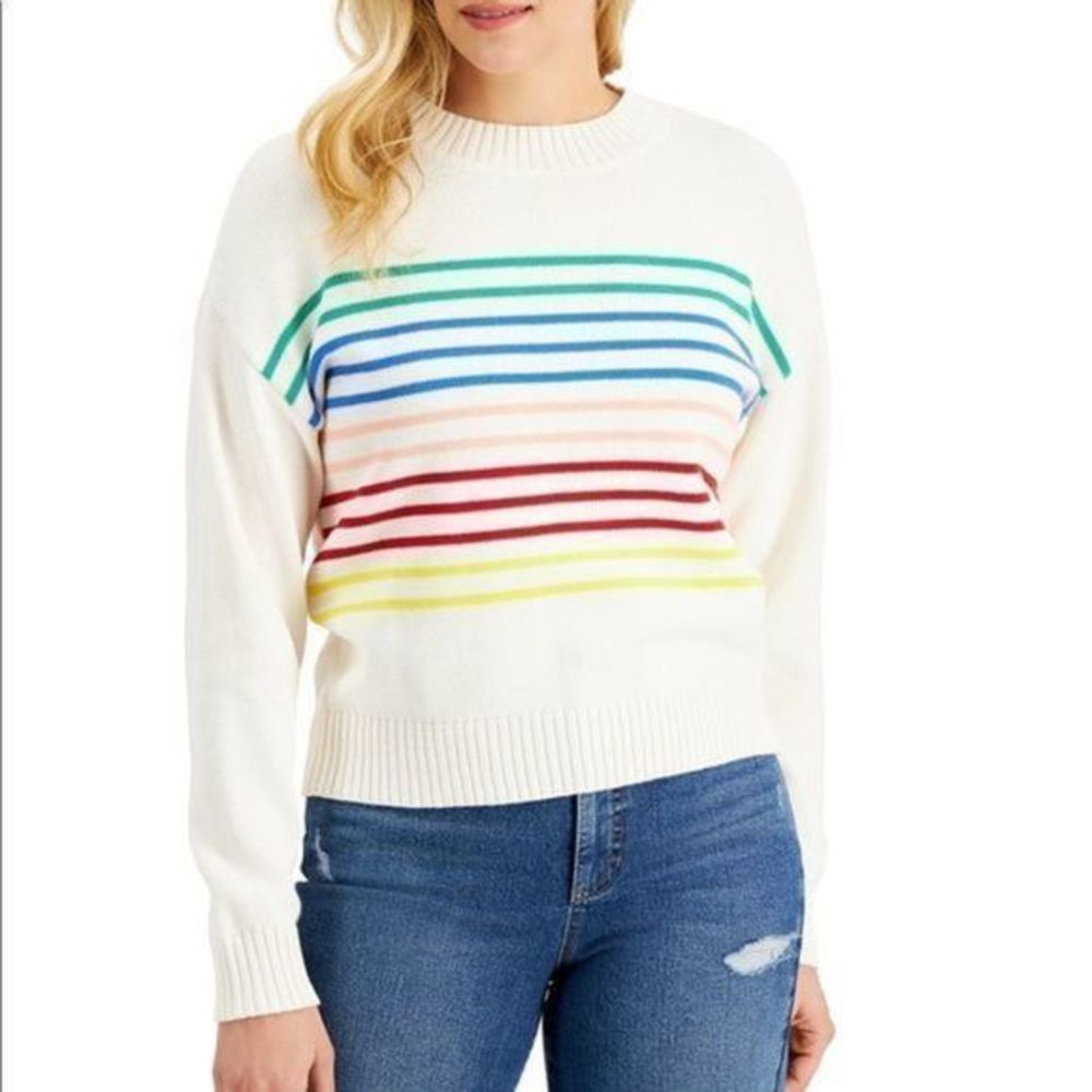 Style & Co boxy striped crew neck sweater NWT PXL